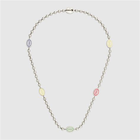 gucci sterling silver boule necklace|gucci interlocking silver boule necklace.